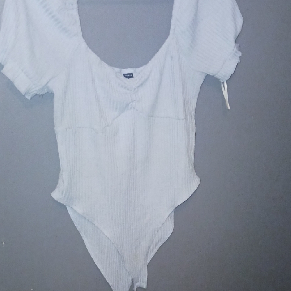 SHEIN Light Blue Ribbed Bodysuit